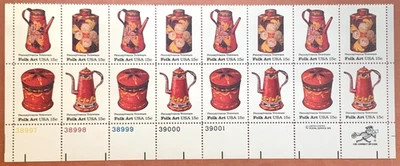 US 1979 15c Folk Art USA Pennsylvania Toleware Block of 16 (Scott # 1778a) MNH - Image 1 of 2