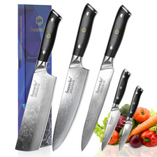 Japanese Damascus Kitchen Knife Set Meat Cleaver VG10 Steel Chef Slicer Cutlery