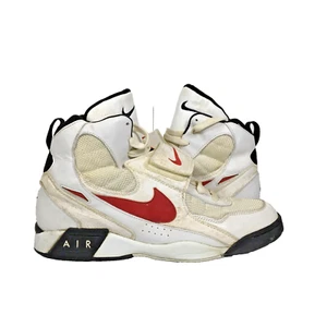 VTG 90s Nike Air Pro OG Shoes White Red High Top Sneaker Size 14 Basketball - Picture 1 of 17