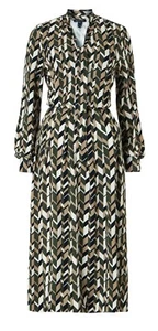 Baukjen Rey Ecovero maxi dress Khaki & Beige Herringbone size 8 BNWT RRP£99 - Picture 1 of 5