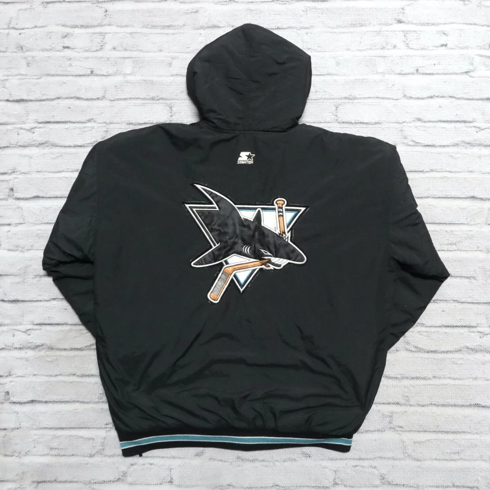Винтажная куртка-парка с капюшоном 90-х San Jose Sharks от Starter размер XL - Изображение 1 из 4