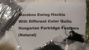 MARABOU Ewing Hackle - Plumas de diferentes colores con plumas de perdiz ¡NUEVAS! - Imagen 1 de 12