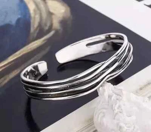 EDLES Armband 925 SILBER massiv Armkette Ring dünner ARMREIF Armzange Zirkonia - Bild 1 von 7