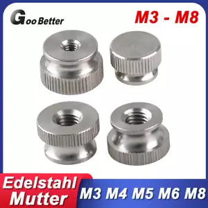 10x Rändelmutter M3 M4 M5 M6 M8 Durchgangsloch Edelstahl Hohe Form Raendelmutter - Bild 1 von 13