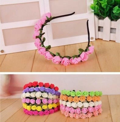 Haarreif ROSEN Blumen Kranz Haarband Blume Haar Blüte Trachten Dirndl 11 Farben  - Bild 1 von 4