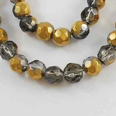 1 Strang Glasperle facette geschliffen silber plated  silber facetted Glasbeads - Bild 1 von 4