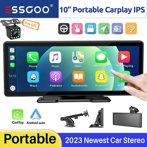 10.26" Portable Car Stereo Wireless iOS CarPlay Android Auto IPS Radio USB + CAM