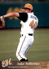 2011 Montgomery Biscuits Grandstand #17 Jake Jefferies Merced California CA Card