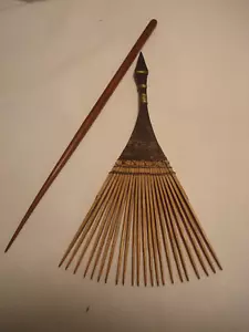 Antique Fan Design Wooden Comb & Pick - Picture 1 of 8