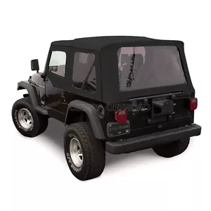 Jeep Wrangler TJ Soft Top, 97-02, Upper Doors, Tinted Windows, Black Denim - Picture 1 of 8