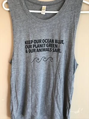 Royal Apparel Ladies Tank Top XL. “Keep Our Oceans Blue -Planet Green...”New - Image 1 of 4