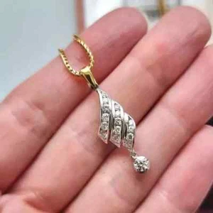 Women's 2Ct Round Cut Lab-Created Diamond Fancy Pendant 14K Yellow Gold Plated - Picture 1 of 8