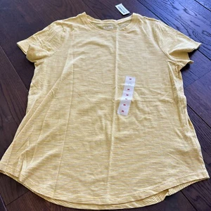 Old Navy NWT M Striped Yellow T Shirt Top - Picture 1 of 3