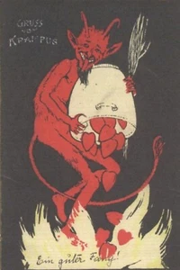 Victorian German Krampus Greeting Gift Postcard Anthropomorphic Photograph Print - Bild 1 von 4