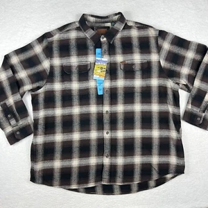 Camicia Orvis Uomo 3XL Flanella Pesante Doppia Spazzola Corteccia Scura Plaid Classica - Foto 1 di 17