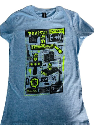 LootCrate Rick and Morty Boys Graphic Tee Shirt Blue Heather Portal Gun Medium - Image 1 of 4