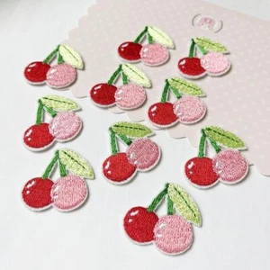 Cartoon Cherries Patches 10pcs Cherry Fruit Embroidered Iron On Patch Appliques - Picture 1 of 8