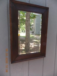 Nice Older English Oak Beveled Edge Glass Mirror 16" X 22 3/4" Free S&H - Picture 1 of 11