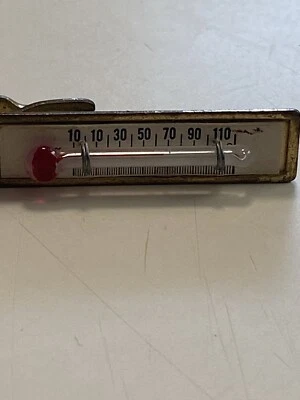 Vintage Glass Thermometer Tie Clasp Bar Gold Tone Metal - Image 1 of 3