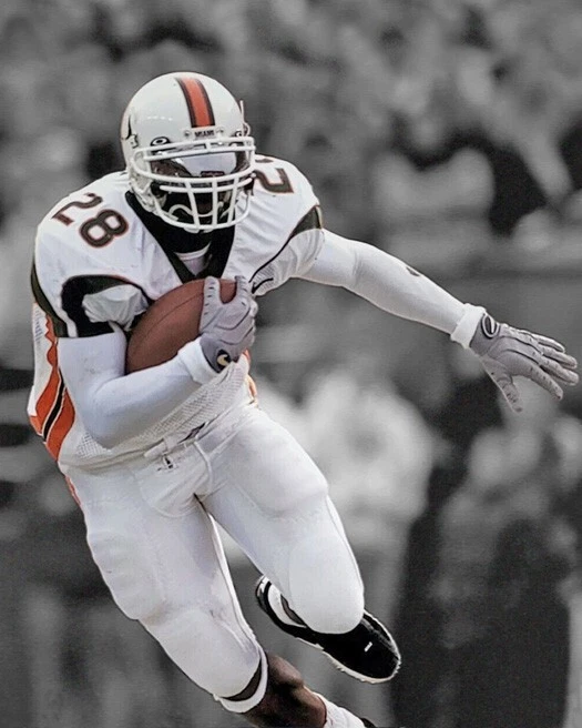 Póster brillante con impresión de foco foto 8x10 de los huracanes de Miami Clinton Portis Foto 1 de 1