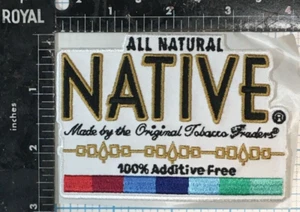 VINTAGE NATIVE CIGARETTES ADVERTISING PROMOTIONAL 4" STICKER BACKING CLOTH PATCH - Picture 1 of 2