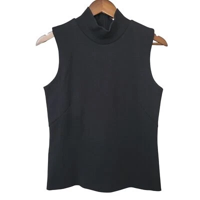 Banana Republic 黑色无袖羊毛混纺模拟领上衣女式 10 码职业 — 第 1/4 张图片