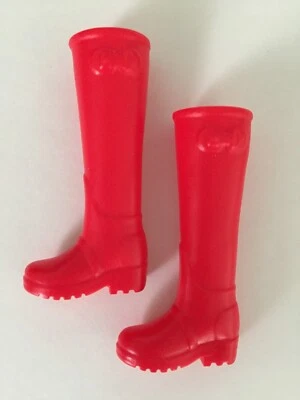 Barbie Doll Shoes Fashionistas Red Tall Riding Boots for Flat Feet Mattel - Image 1 of 4