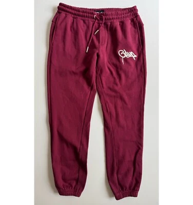 Pantalones deportivos GEEDUP estilo manual con logotipo para hombre XL granate crema sudaderas ropa de calle urbana Foto 1 de 4