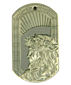 Pure titanium Two sided Jesus / Cross carved pendant Medallion Amulet No Chain - Picture 1 of 5