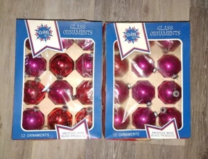 24 Vintage Hot Pink Orange Weihnachtsschmuck Kugeln von Coby Co USA - Bild 1 von 8