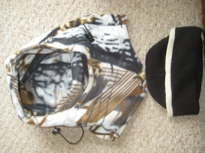 Luxurious Fleece Winter Camo Balaclava Mask Hat Drawstring Adult L/XL + Beanie - Image 1 of 4
