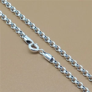 Sterling Silver Rolo Chain Necklace 925 Silver Belcher Rollo 3mm 16 - 34 Inches - Picture 1 of 5