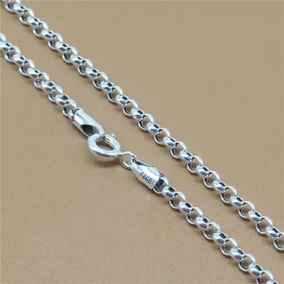 Sterling Silver Rolo Chain Necklace 925 Silver Belcher Rollo 3mm 16 - 34 Inches - Image 1 of 4