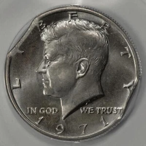 1971 ANACS MS64 Double Clip Kennedy Haf Dollar Mint Error - Picture 1 of 4