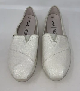 Toms Sequin Sparkly Glitter Classic Slip On Shoes Silver Women's 6.5 - Picture 1 of 7