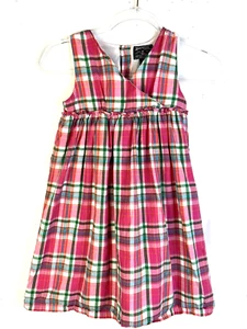 American Living Jumper Sundress Girl's 6X Pink Plaid Cotton Gathered Skirt Play - Photo 1/8