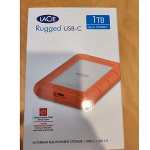 LaCie Rugged USB C 3.0 1TB External Hard Drive Tested drop proof Portable drop - Picture 1 of 5