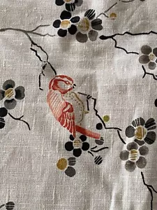Sanderson Drapery Panel Fabric Sample "Maia" 100% Linen Floral Birds UK 2+ Meter - Picture 1 of 13