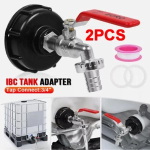 2Pcs IBC Tank Adapter Connector S60X6 To Garden Tap 3/4" Hose Fitting Fuel Water - Picture 1 of 16