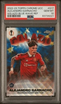 2022-23 Topps Chrome ALEJANDRO GARNACHO #54/75 Novato RC Blue Wave Golazo PSA 10 Foto 1 de 3