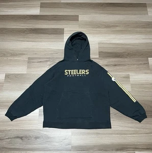 Vintage Reebok Pittsburg Steelers NFL Black Sweatshirt Hoodie Men Size Large - Picture 1 of 10