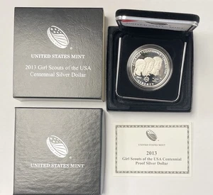 2013 W US Mint Girl Scouts Proof $1 Dollar Silver Commemorative Coin w/ OGP - Picture 1 of 4