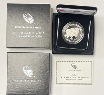 2013 W US Mint Girl Scouts Proof $1 Dollar Silver Commemorative Coin w/ OGP - Image 1 of 4