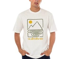 QUIKSILVER MENS T SHIRT.NEW OUTLINE MOUNTAINS WHITE COTTON TOP TEE W24.SIZE XL - Picture 1 of 5