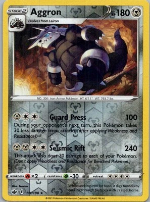 Pokemon Aggron SWSH06: Chilling Reign 111/198 Near Mint NM Reverse Holo - Image 1 of 2