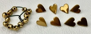 Corazones botones caña latón bebé pequeño vintage - Imagen 1 de 6