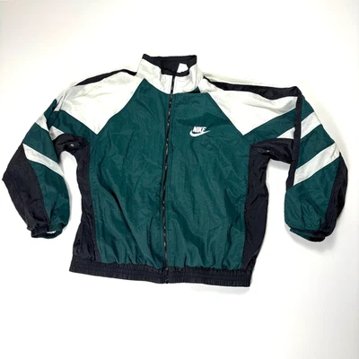 Chaqueta cortavientos vintage años 90 Nike para hombre verde talla XXL forrada nailon Swoosh Foto 1 de 4