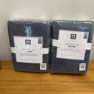 2 Pottery Barn Favorite T-Shirts gesteppt Standard Kissenbezüge meliert marineblau neu - Bild 1 von 7