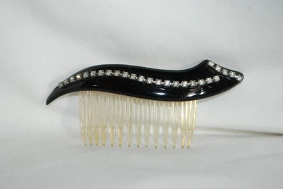 Peine de pelo vintage color tortuga con adornos de diamantes de imitación  Foto 1 de 4