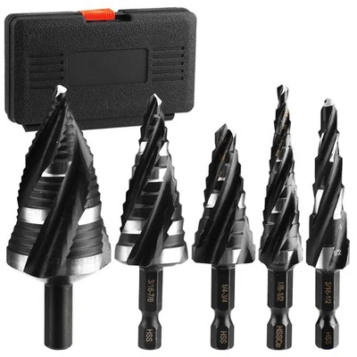 5* Step Drill Bit Set For 4-Flute Double Speed, Long-Lasting Durability - Image 1 of 4